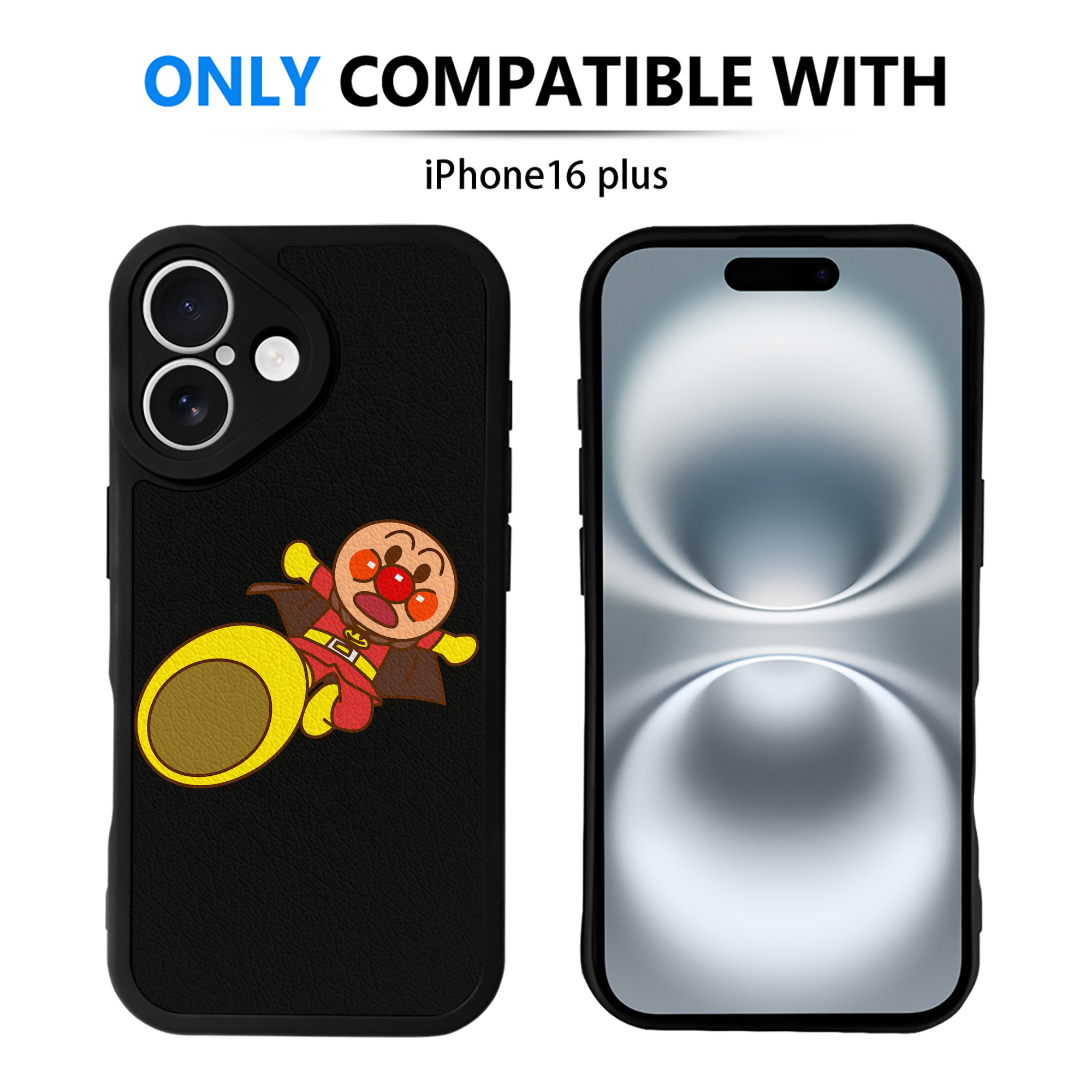（画像用） アンパンマン Anpanman 【iPhone 16シリーズ対応】シリコンスマホケース（レザー調） 材質：シリコン